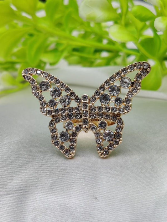 1 Piece Imported Dazzling Butterfly Crystal Ring – Embrace Elegance | Adjustable Ring