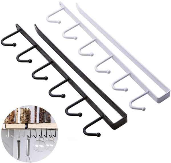 6-hook Under-the-shelf Mug Rack Kitchen Hanging Organizer