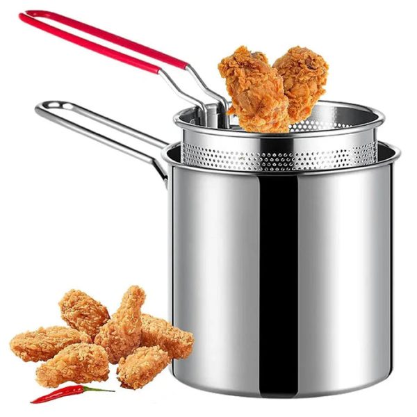 Stainless Steel Deep Fryer Pot With Strainer – Heavy-duty Frying Pan