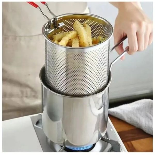 Stainless Steel Deep Fryer Pot With Strainer – Heavy-duty Frying Pan