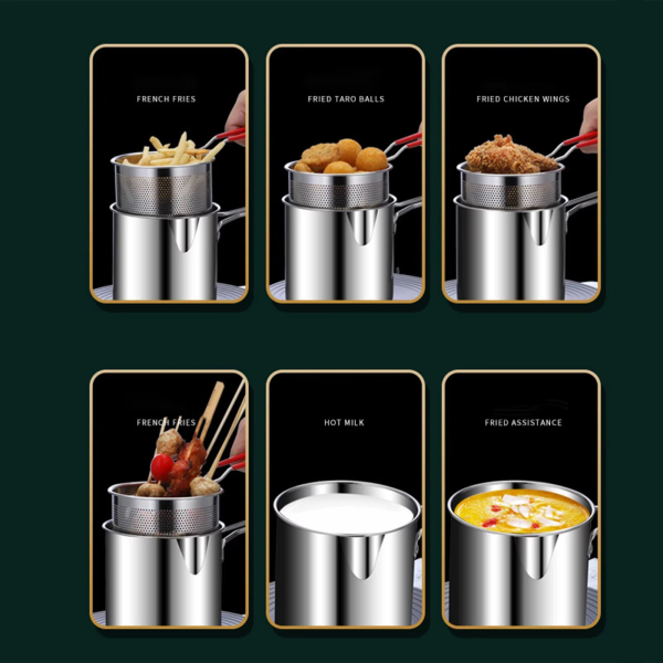 Stainless Steel Deep Fryer Pot With Strainer – Heavy-duty Frying Pan