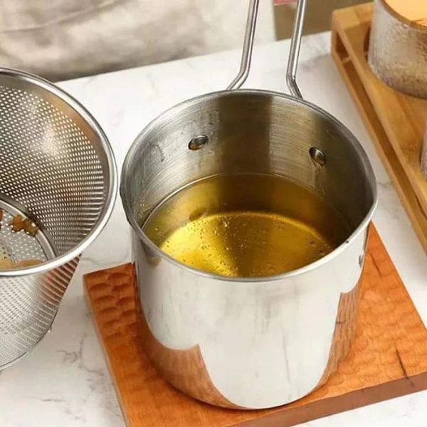 Stainless Steel Deep Fryer Pot With Strainer – Heavy-duty Frying Pan