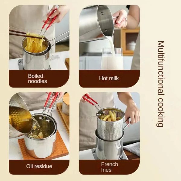 Stainless Steel Deep Fryer Pot With Strainer – Heavy-duty Frying Pan