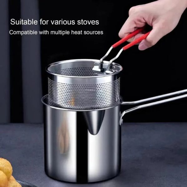 Stainless Steel Deep Fryer Pot With Strainer – Heavy-duty Frying Pan